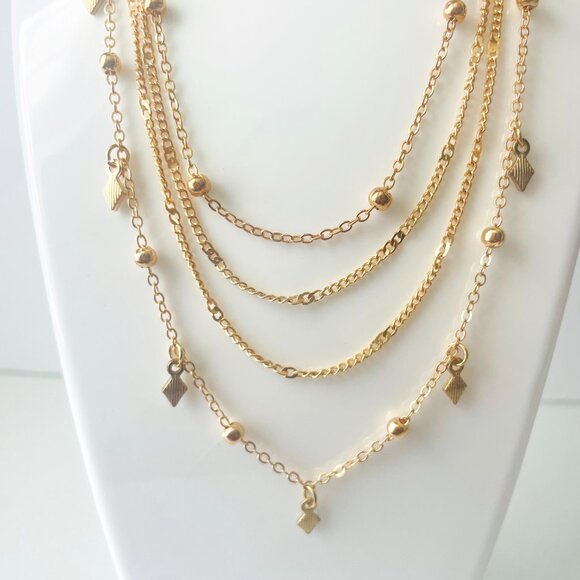 Multilayers Gold Vintage Necklace - Picture 4 of 4